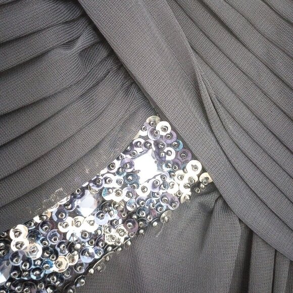 Xscape Navy Sequined Long Gown - Picture 4 of 9